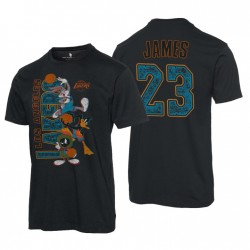 Los Ángeles Lakers Chatarra Comida Espacio Jam 2 LeBron James # 23 Street Ballin 'Negro Camiseta Negro