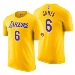 Los Angeles Lakers LeBron James # 6 75 aniversario Diamante Diamante camiseta