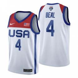 EE.UU. Equipo 2021 Juegos Olímpicos de Tokio # 4 Bradley Beal Blanco Camiseta