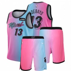 Nike Miami Heat Bam Adebayo # 13 Azul Pink City Edición Edición EDIFICIOS DE GIERN