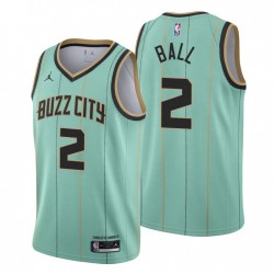 2021-22 Charlotte Hornets Swingman Camiseta Lamelo Ball No. 2 Ciudad Edición Green