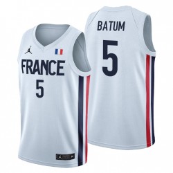 2020 Juegos Olímpicos de Verano Francia Equipo Baloncesto # 5 Nicolas Batum Blanco Camiseta