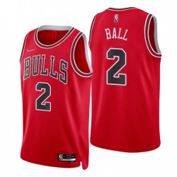 2021-22 Chicago Bulls Lonzo Ball # 2 75 aniversario Diamante Rojo Sking Mankman Camiseta Icono