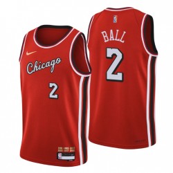 2021-22 Chicago Bulls Lonzo Ball # 2 Ciudad 75 aniversario Rojo Camiseta