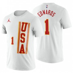 EE.UU. Equipo Anthony Edwards No. 1 Blanco 2021 Star Camiseta de la estrella