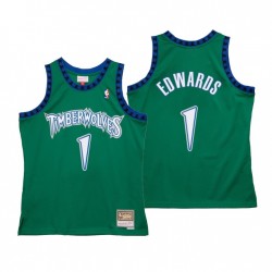 Minnesota Timberwolves Anthony Edwards # 1 Mitchell& Ness Green Hardwood Classics Reload 2.0 Camiseta