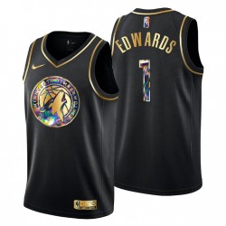 2021-22 Minnesota Timberwolves Anthony Edwards # 1 Golden Edición Diamond Logo Negro Swingman Camiseta