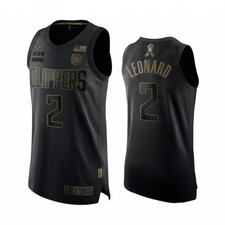 Kawhi Leonard la Clippers 2020 Salute para Servir Black Authentic Camisetas