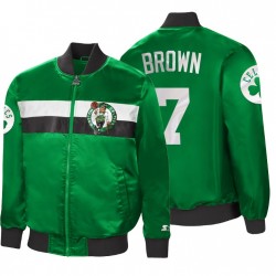 2021 Boston Celtics No. 7 Jaylen Brown Full-Zip El embajador Green Chaqueta