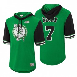 Boston Celtics Jaylen Brown # 7 Mitchell& ness Hardwood Classics Beater Beater Mess Green Hoodie -Tort Manga