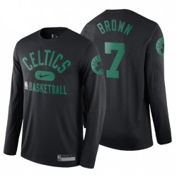 Boston Celtics Rendimiento en la cancha de la cancha Legend Jaylen Brown No. 7 Negro Camiseta de manga larga