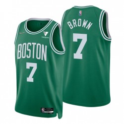 2021-22 Boston Celtics Jaylen Brown # 7 75 aniversario Diamante Kelly Green Swing Swingman Camiseta Icono