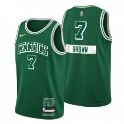 2021-22 Boston Celtics Jaylen Brown # 7 Ciudad Edición 75 aniversario Verde Swing Swing Camiseta Diamond