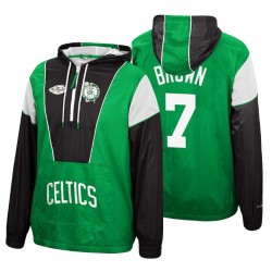 Boston Celtics Mitchell& Ness Jaylen Brown # 7 Half-Zip Negro Green Windbreaker Chaqueta con capucha