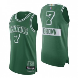 Boston Celtics 2021-22 NBA 75 Jaylen Brown # 7 Auténtica Ciudad de Camiseta Verde