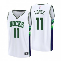 2021-22 Milwaukee Bucks Brook Lopez # 11 Replica Blanco Camiseta - Ciudad