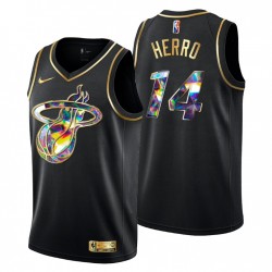 2021-22 Miami Heat Tyler Herro # 14 Golden Edición Diamond Logo Negro Swingman Camiseta