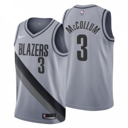 2020-21 Portland Trail Blazers No.3 C.J. McCollum ganado Edición Camiseta Gray