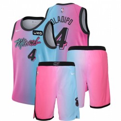 Nike Miami Heat Victor Oladipo # 4 Azul Pink City Edición Edición Trajes de gimnasio