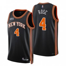 2021-22 New York Knicks Derrick Rose # 4 Ciudad 75 aniversario Negro Camiseta