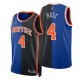 New York Knicks Split EDICIÓN Derrick Rose No. 4 Royal Negro 2021-22 Swingman Camiseta