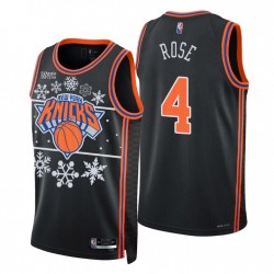 New York Knicks 2021 NBA 75ª Navidad Derrick Rose # 4 Negro Camiseta