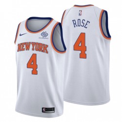 NO.4 Derrick Rose New York Knicks Swingman Blanco Camiseta Association Edición