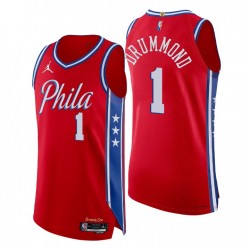 Filadelfia 76ers 2021-22 NBA 75th Andre Drummond # 1 Declaración auténtica ROJO Camiseta