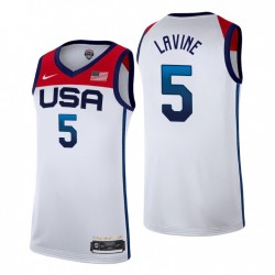 EE.UU. Equipo 2021 Tokio Olímpico Baloncesto # 5 Zach Lavine Blanco Player Camiseta