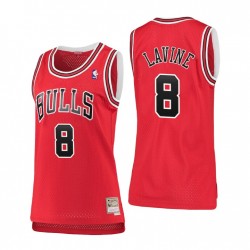 Chicago Bulls Camiseta Zach Lavine No.8 clásicos de madera dura ROJO MUJERES