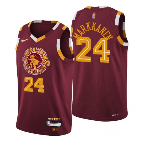2021-22 Cleveland Cavaliers Lauri Markkanen # 24 Ciudad 75 aniversario Vino Camiseta