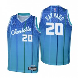 2021-22 Charlotte Hornets Gordon Hayward # 20 75 aniversario Azul Juvenil Camiseta City