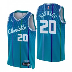 2021-22 Charlotte Hornets Gordon Hayward # 20 Ciudad 75 aniversario Azul Camiseta