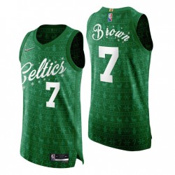 2021 NBA 75ª Navidad Boston Celtics Jaylen Brown # 7 Green Authentic Camiseta