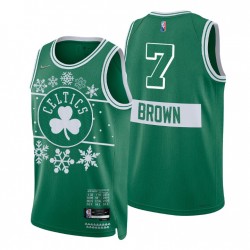 Boston Celtics 2021 NBA 75ª Navidad Jaylen Brown # 7 Verde Camiseta