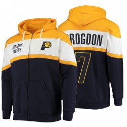 Indiana Pacers No.7 Malcolm Brogdon Full-Zip Wordmark Colorblock Hoodie Gold Gold