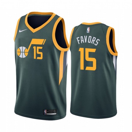 Derrick Favores Utah Jazz 2020-21 Green Ganned Camisetas 2020 Trade