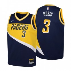 Indiana Pacers Ricky Rubio # 3 75 aniversario Navy Juventud Camiseta Ciudad