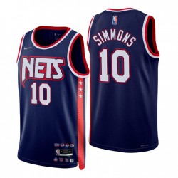 Brooklyn Nets Ben Simmons # 10 75 aniversario Ciudad Navy Swingman Camiseta