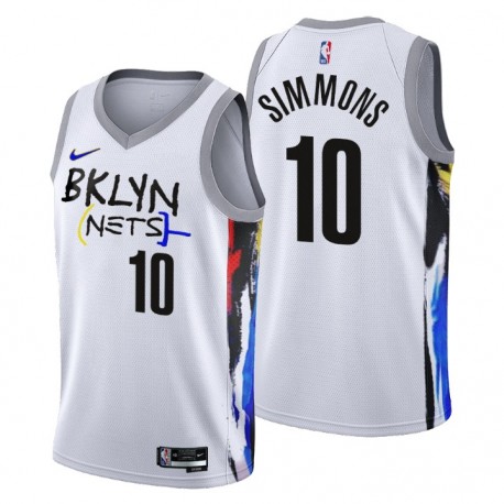 2022-23 Brooklyn Nets # 10 Ben Simmons City Edición Blanco Camiseta