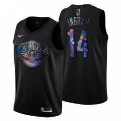 New Orleans Pelicans Brandon Ingram # 14 Iridcente Holográfico Camiseta Negro