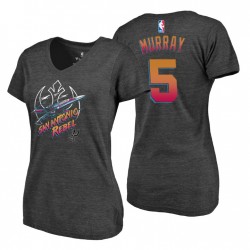 Mujeres San Antonio Spurs Star Wars Rebel # 5 DeJounte Murray Negro Tri-Blend Camiseta con cuello en V