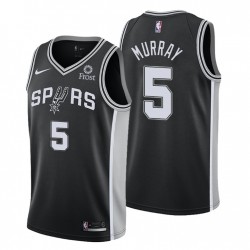 2020-21 # 5 DeJounte Murray San Antonio Spurs Camiseta Negro Icono EDICIÓN