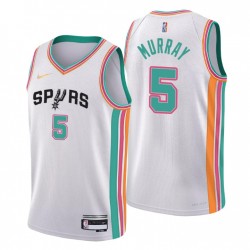 2021-22 San Antonio Spurs DeJounte Murray # 5 Ciudad 75 aniversario Blanco Camiseta