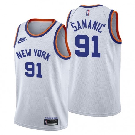 New York Knicks Luka Samanic # 91 75 aniversario Classic Edición Blanco Camiseta