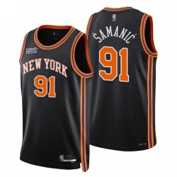 2021-22 New York Knicks Luka Samanic # 91 Ciudad 75 aniversario Negro Camiseta
