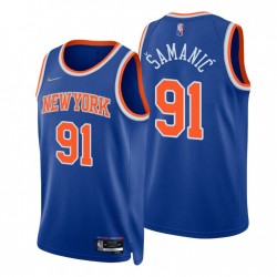 2021-22 New York Knicks Luka Samanic # 91 75 aniversario Diamante Azul Swingman Camiseta Icono