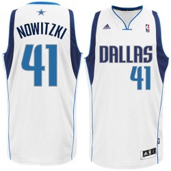 Dallas Mavericks # 41 Dirk Nowitzki Revolution 30 Swingman Home Blanco Camiseta