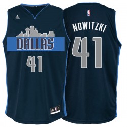 Dallas Mavericks # 41 Dirk Nowitzki Paisaje urbano Navy Azul Alternate Camiseta