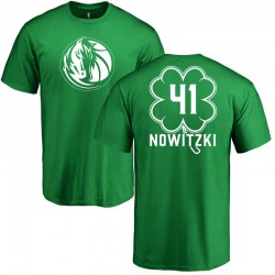 Dallas Mavericks # 41 Dirk Nowitzki Día de San Patricio Kelly Green Dubliner Nombre& Número Camiseta
